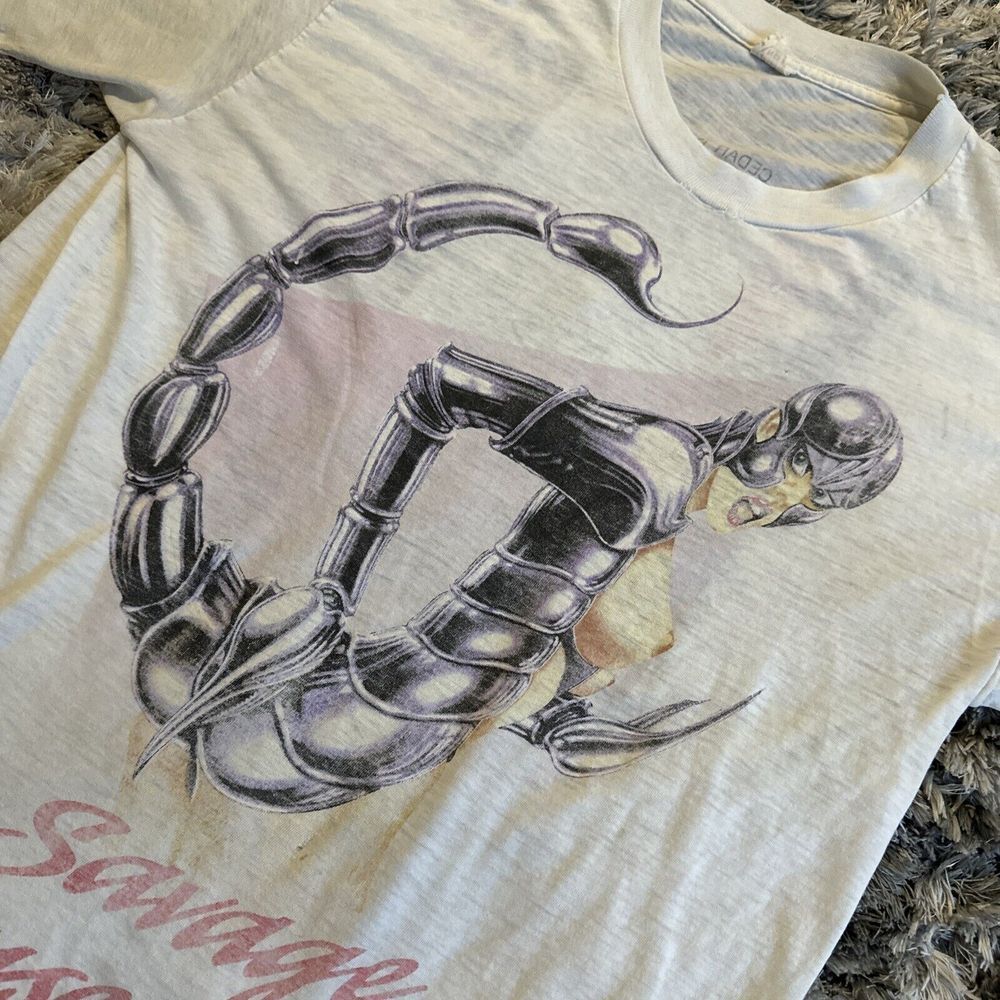 Vintage 80's Men's Scorpions Savage Amusement Band T-Shirt Handtex See Through - Picture 6 of 16